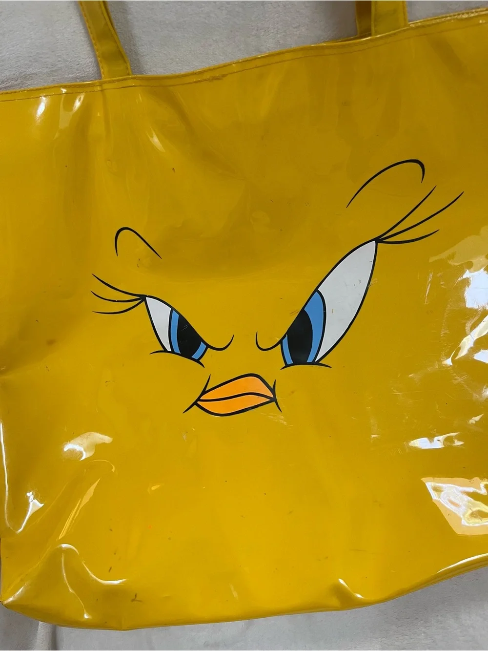 Vintage 1997 Looney Tunes Tweedy Bird Piolin Yellow Vinyl Tote Bag | *see pics*
